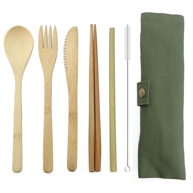 Set de couverts voyage bambou (7 pièces)