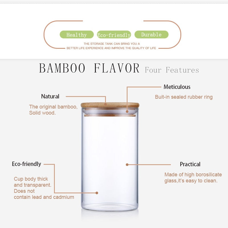 Bocal hermétique verre & bambou
