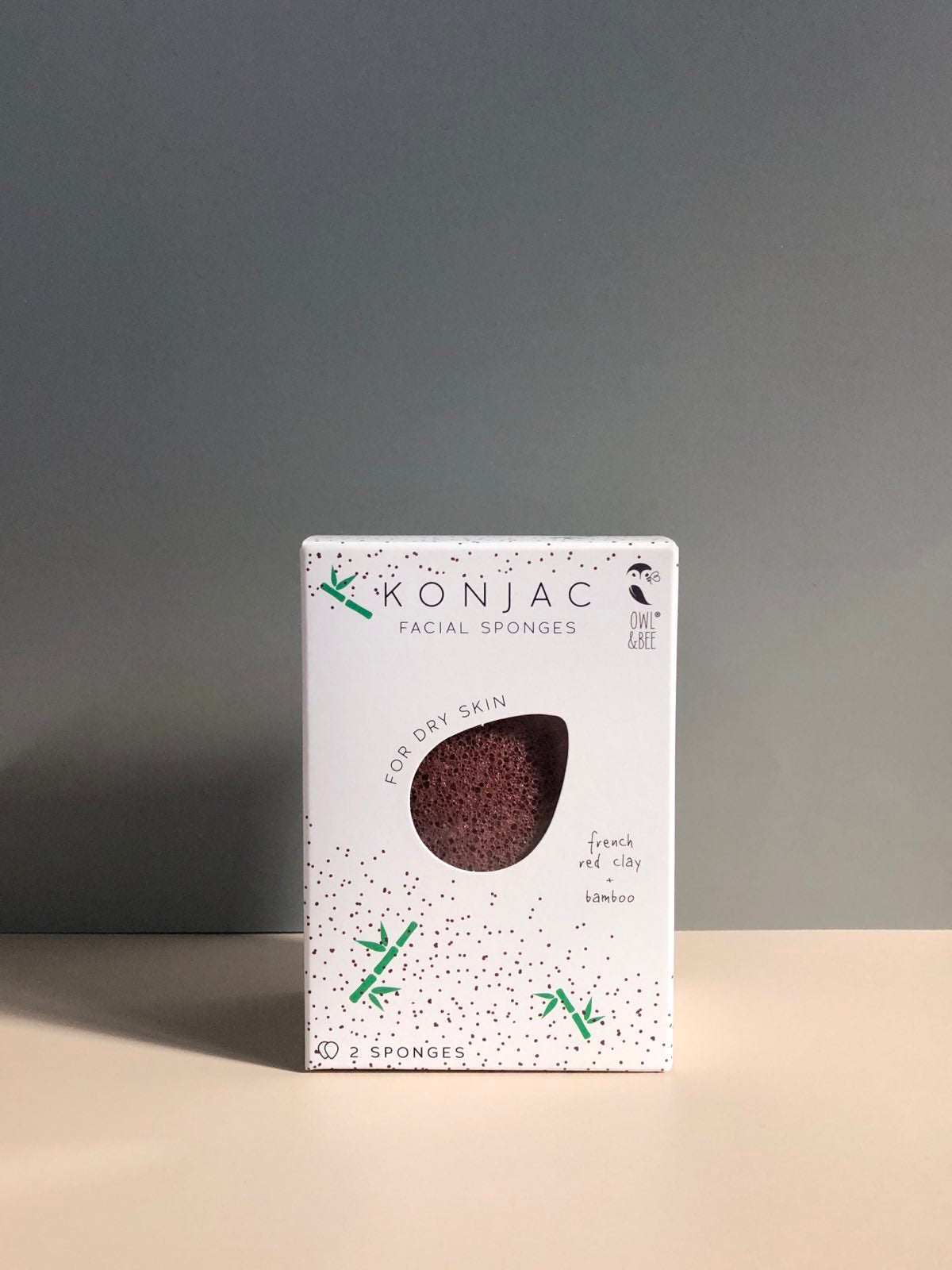 Natural Konjac facial sponges - For dry skin - Vegan (2 sponges in 1 box)